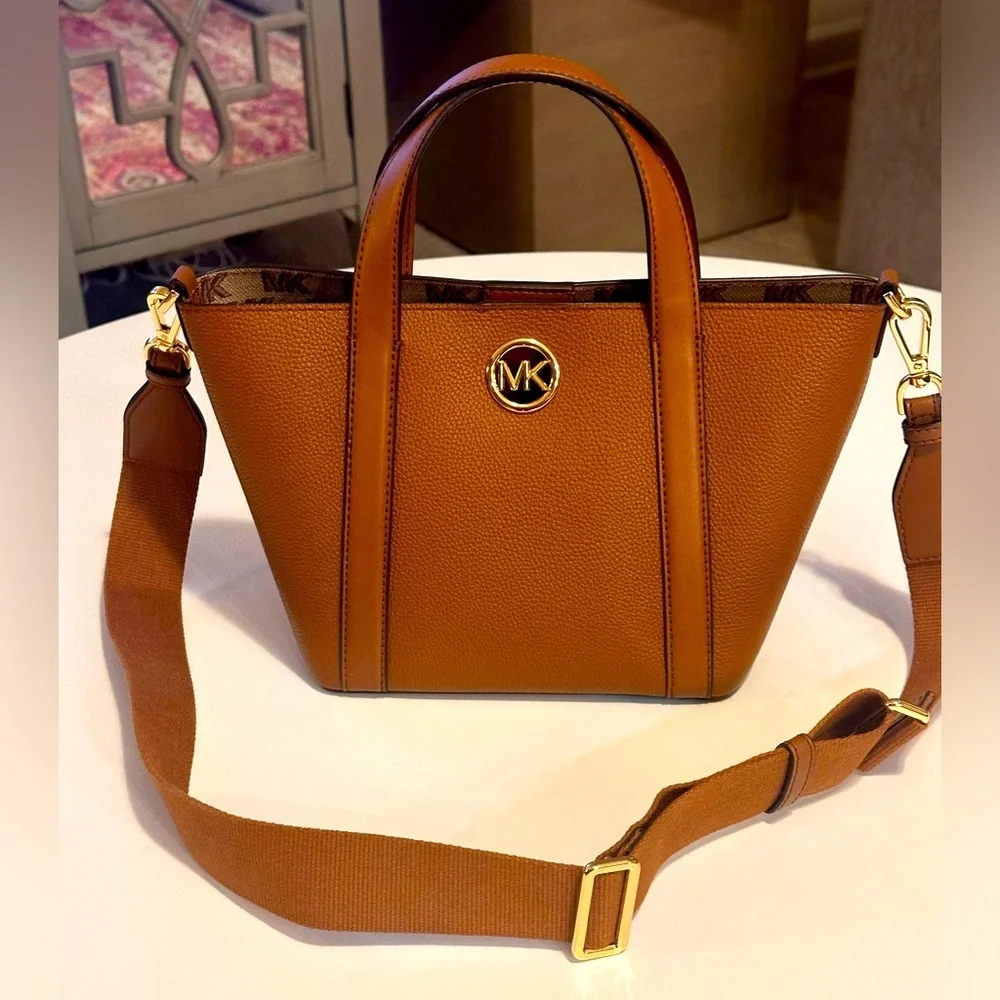 Michael Kors Hadleigh Small Double Handle Tote Bag in Luggage Leather